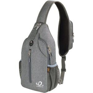 Waterfly Men Women Dark Gray Crossbody Adjustable Strap Hiking Sling Backpack